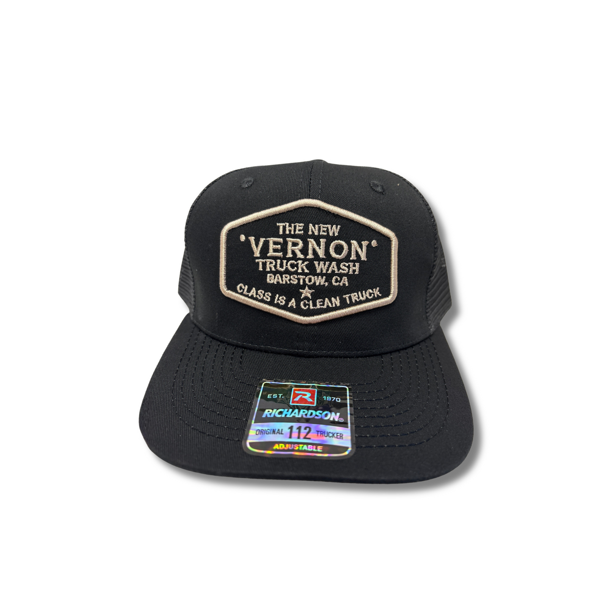 The New Vernon Truck Wash Logo Trucker Hat | Bronze Logo Front View | Richardson 112