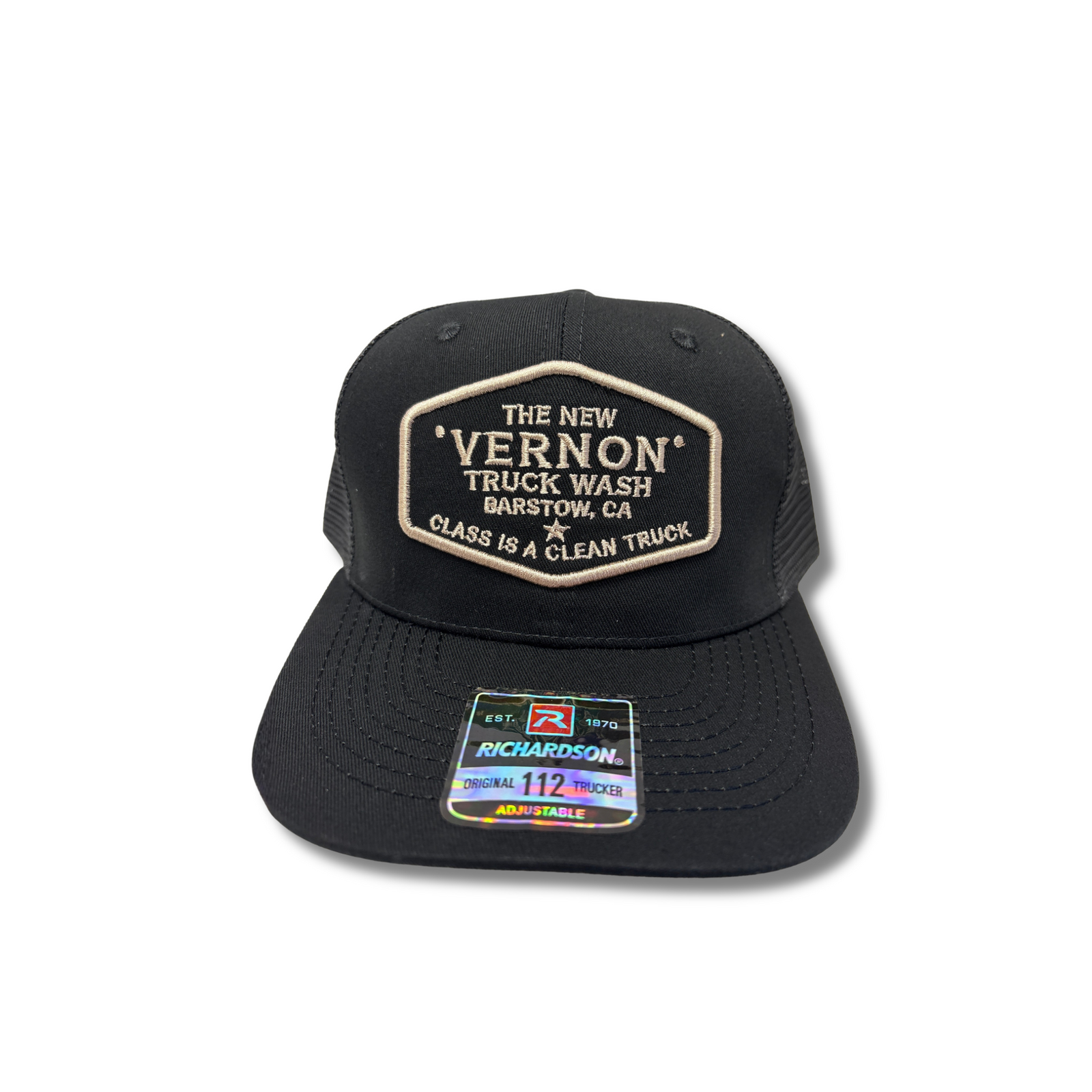The New Vernon Truck Wash Logo Trucker Hat | Bronze Logo Front View | Richardson 112