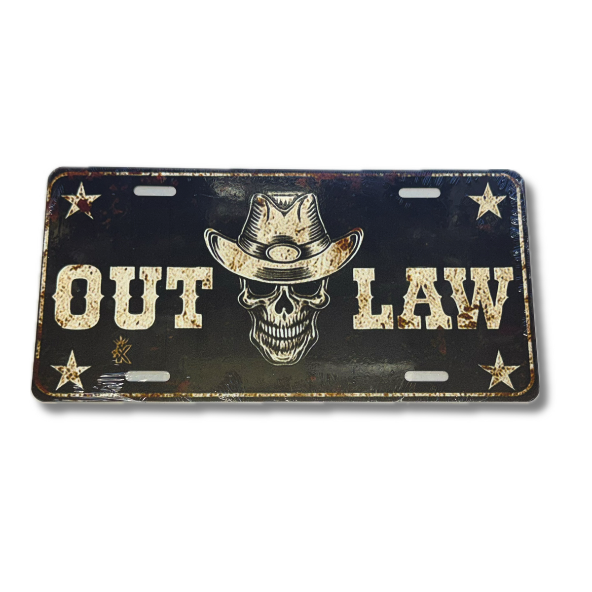 Outlaw Rust Novelty Vanity Plate | Distressed Decorative Truck License Plate