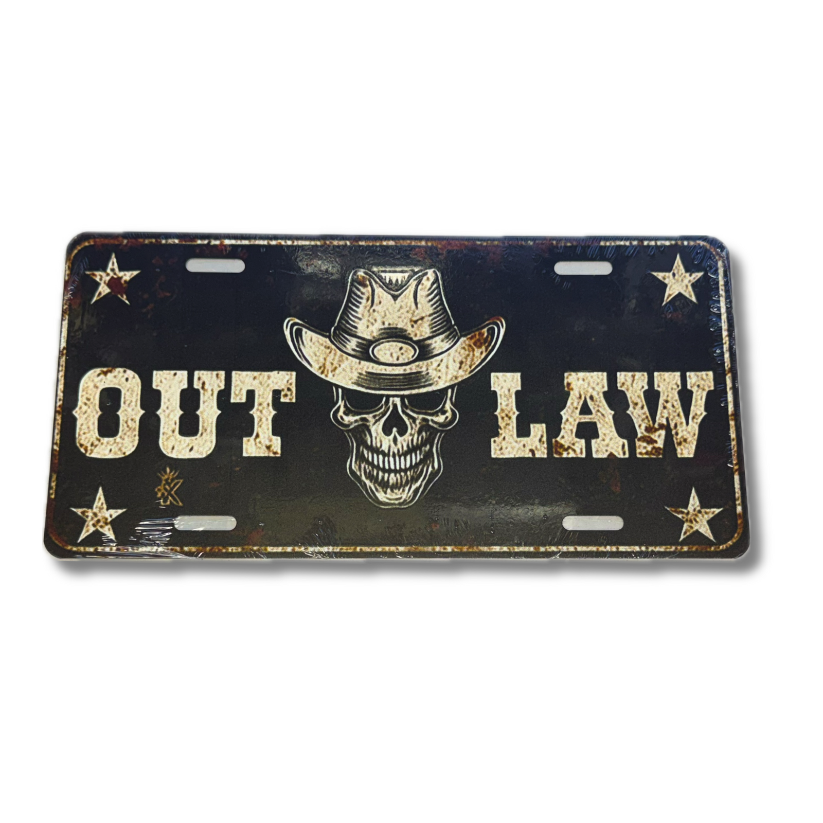 Outlaw Rust Novelty Vanity Plate | Distressed Decorative Truck License Plate