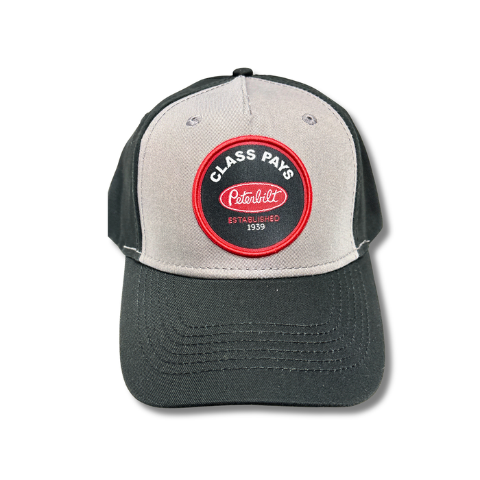 Peterbilt Snapback Hat Gray Black Class Pays Patch | Peterbilt