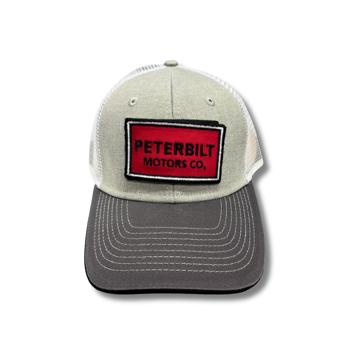 Peterbilt Snapback Hat Light Gray White Mesh Velcro Logo | Peterbilt