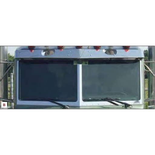 RoadWorks 3-Piece Windshield Trim Kit | Wide Inner Bottom | Fits Peterbilt 2-Piece Windshield | Polished Stainless Steel | RoadWorks