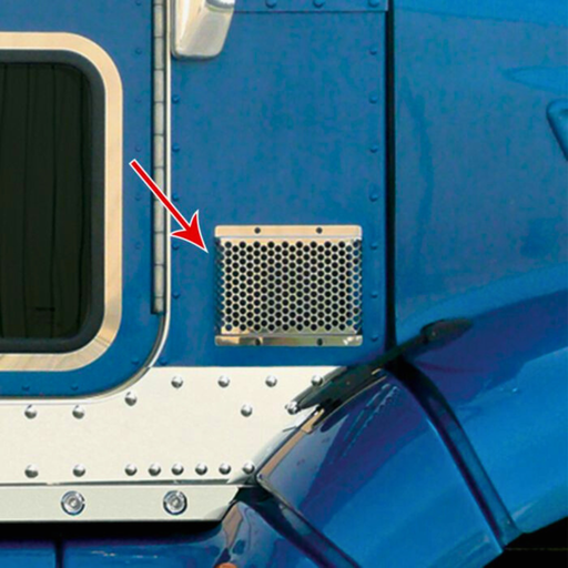 Peterbilt 386 Cab Air Intake Cover | Mirror-Polished Stainless Steel | RoadWorks