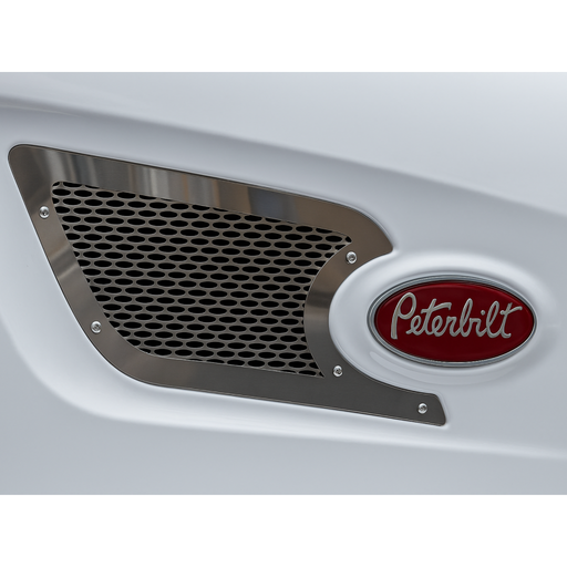 Peterbilt 567 Air Intake Screen w/ Oval Cutouts | Mirror-Polished Stainless Steel | RoadWorks