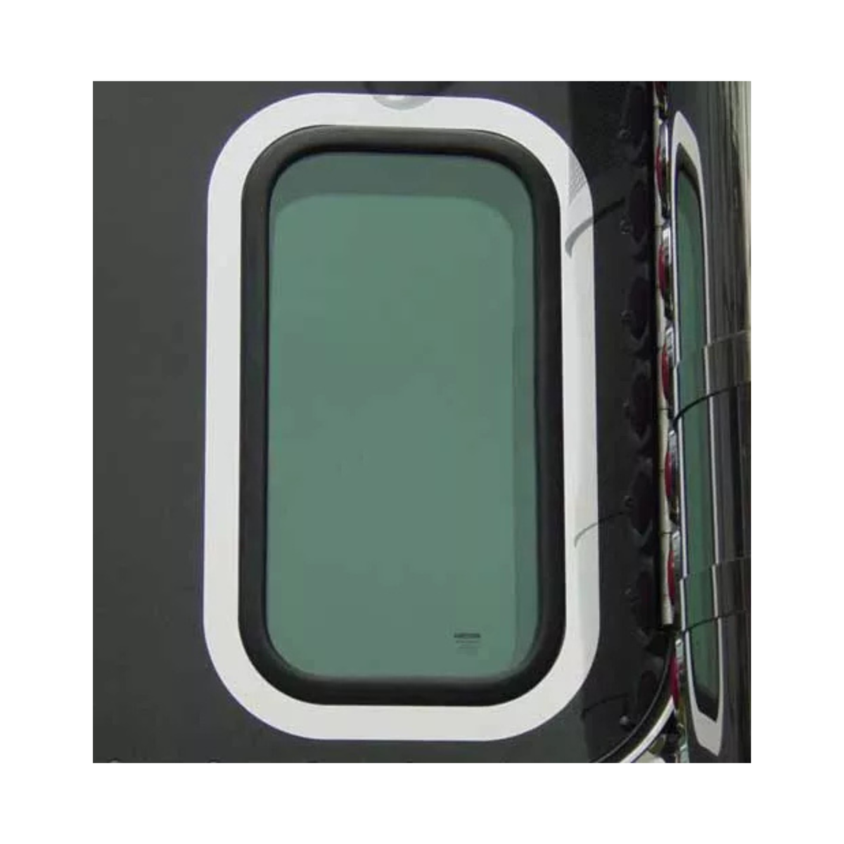 Peterbilt 2005 and Newer Rectangular View Window Exterior Trim Stainless Steel | RoadWorks