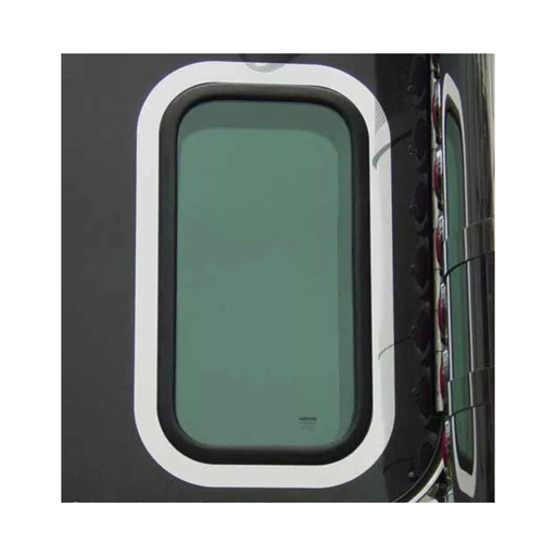 Peterbilt 2005 and Newer Rectangular View Window Exterior Trim Stainless Steel | RoadWorks