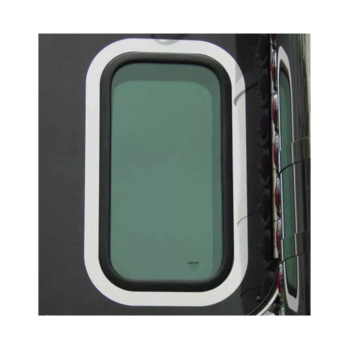 Peterbilt 2005 and Newer Rectangular View Window Exterior Trim Stainless Steel | RoadWorks