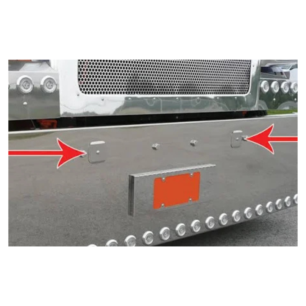 Tow Pin Cover Spring Mount | Peterbilt 388/389 | Mirror-Polished Stainless Steel | RoadWorks