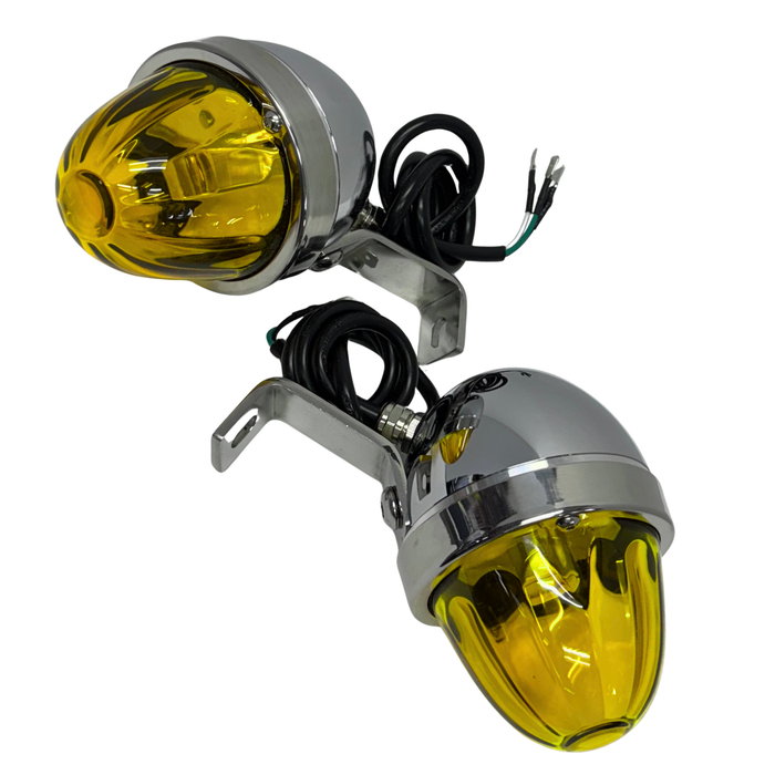 H1 Mirror Lights – Light Amber | Precision Glass Lens | Sonora Light Co.