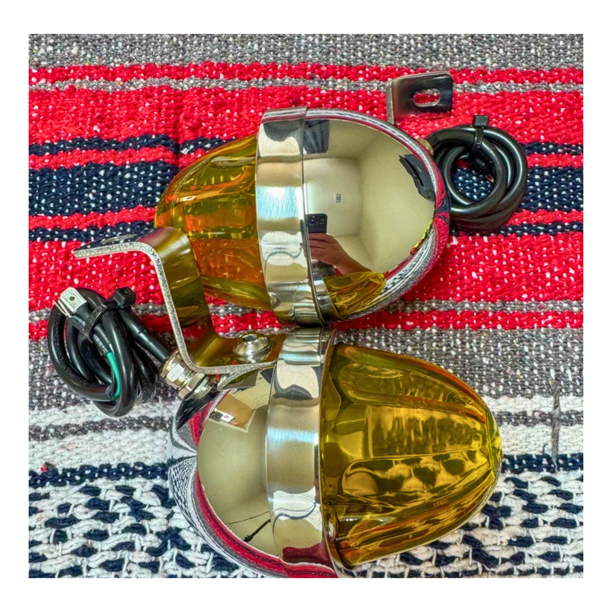 Straight Out Mirror Lights | 1156 Housing | Light Amber Glass Lens | Sonora Light Co.
