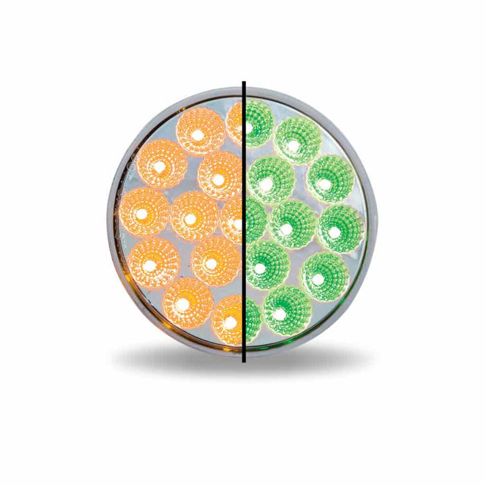 4 Inch Round Dual Revolution Stop Tail Turn Combo LED Light Amber and Green | Trux Accessories