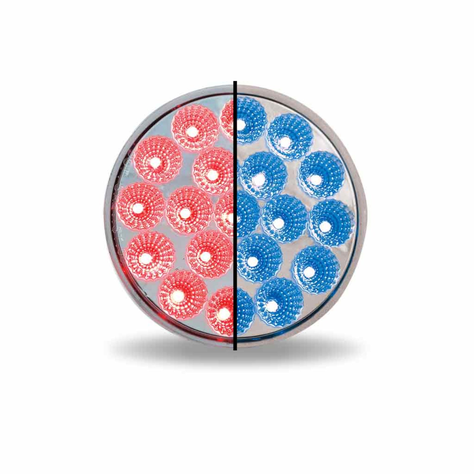 4 Inch Round Dual Revolution Stop Tail Turn Combo LED Light Amber and Blue | Trux Accessories