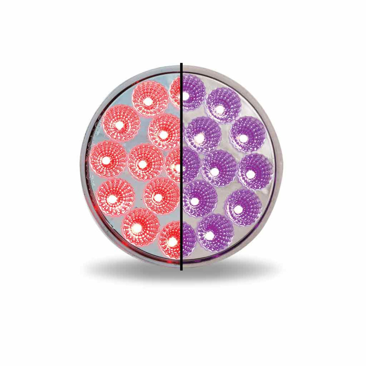 4 Inch Round Dual Revolution Stop Tail Turn Combo LED Light Red and Purple | Trux Accessories