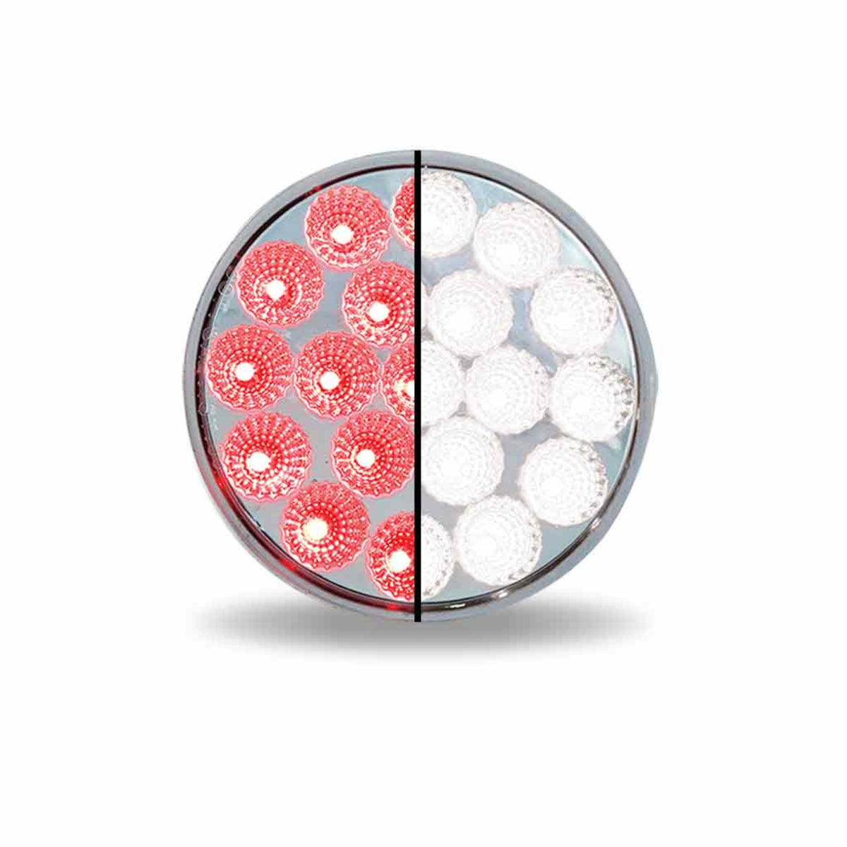 4 Inch Round Dual Revolution Stop Tail Turn Combo LED Light Red and White | Trux Accessories