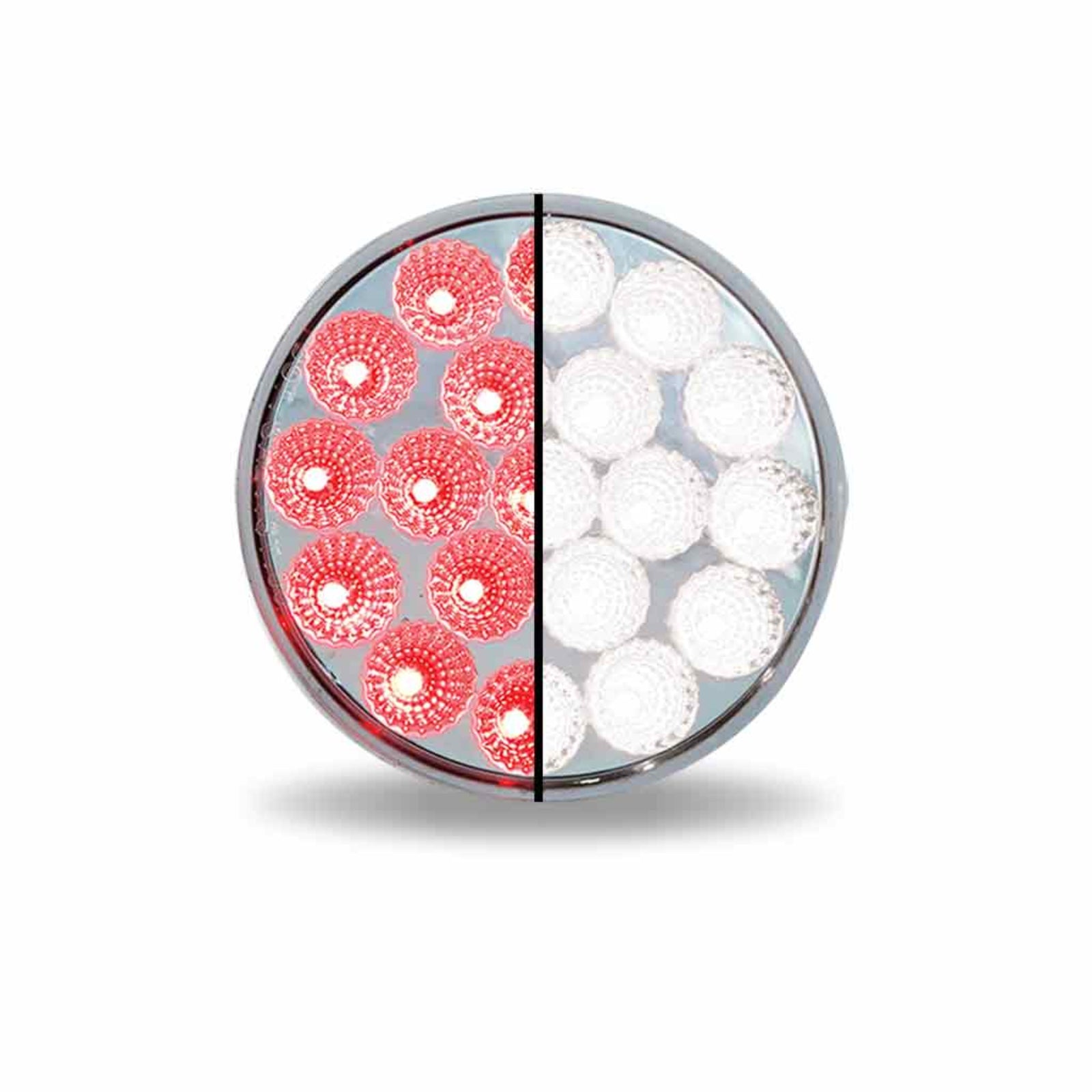 4 Inch Round Dual Revolution Stop Tail Turn Combo LED Light Red and White | Trux Accessories