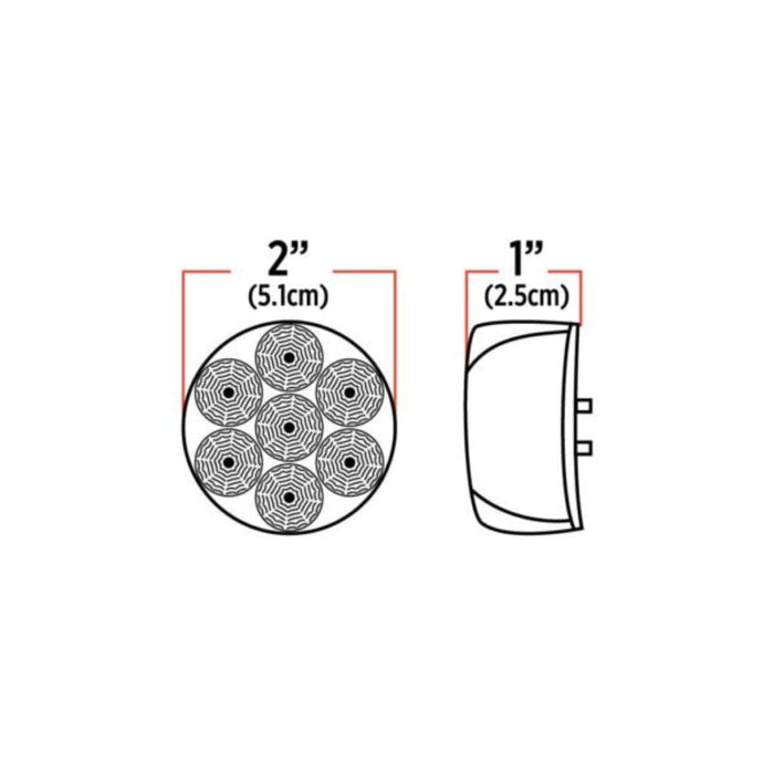 2 Inch Red Marker to White Auxiliary Round LED Light 7 Diodes | Trux Accessories