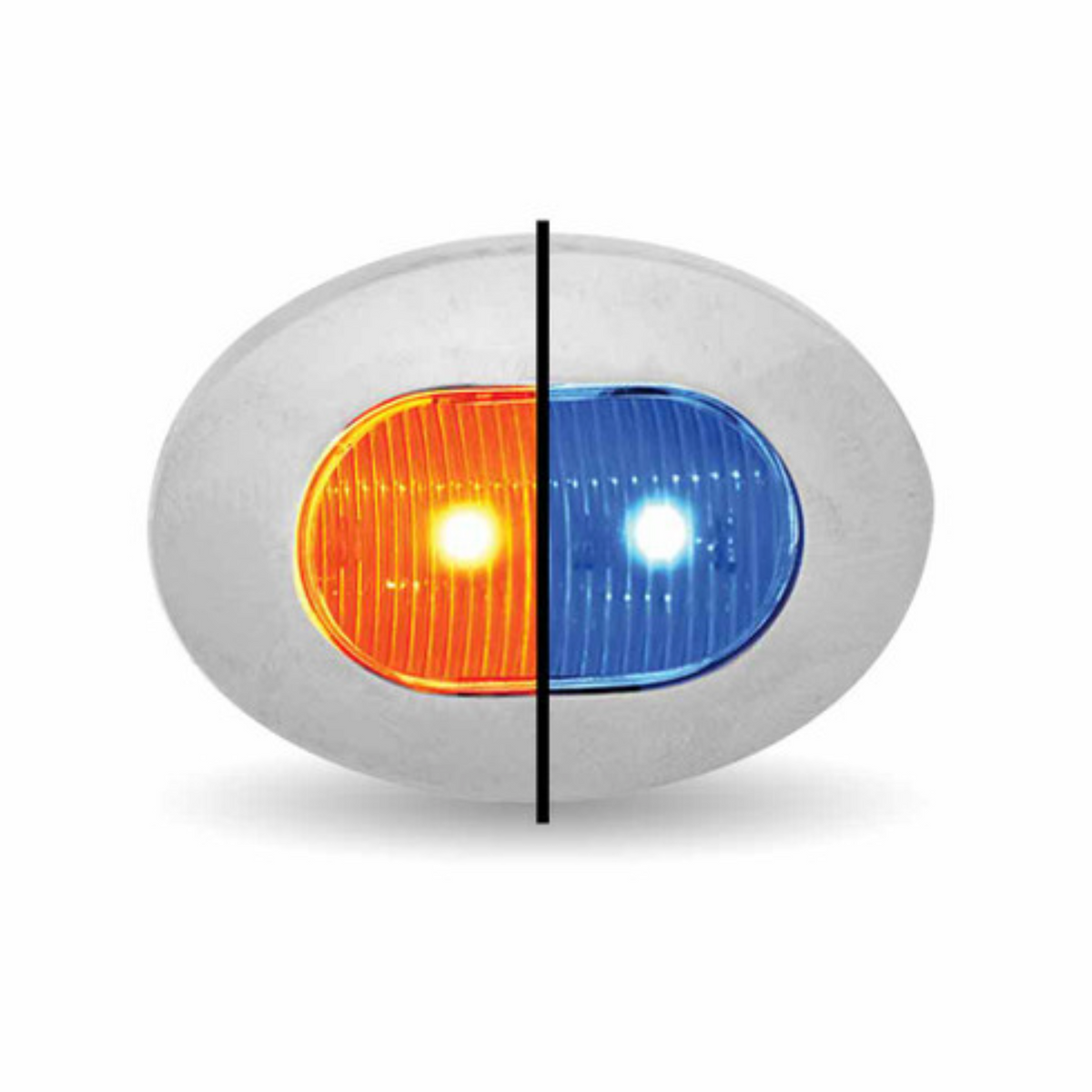 3/4 Inch Amber to Blue Dual Revolution Oval LED Light 2 Diodes | Trux Accessories