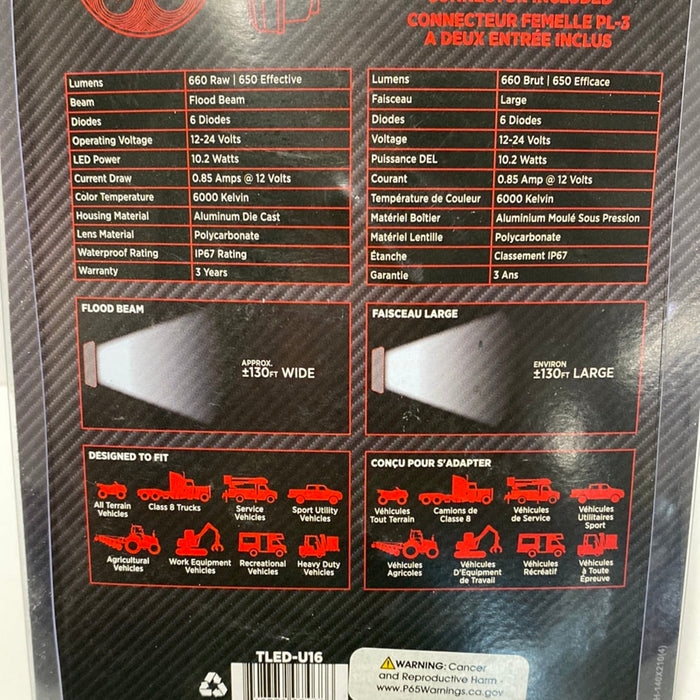 4 Inch Flood Beam Grommet Mount Round LED Work Lamp | Trux Accessories