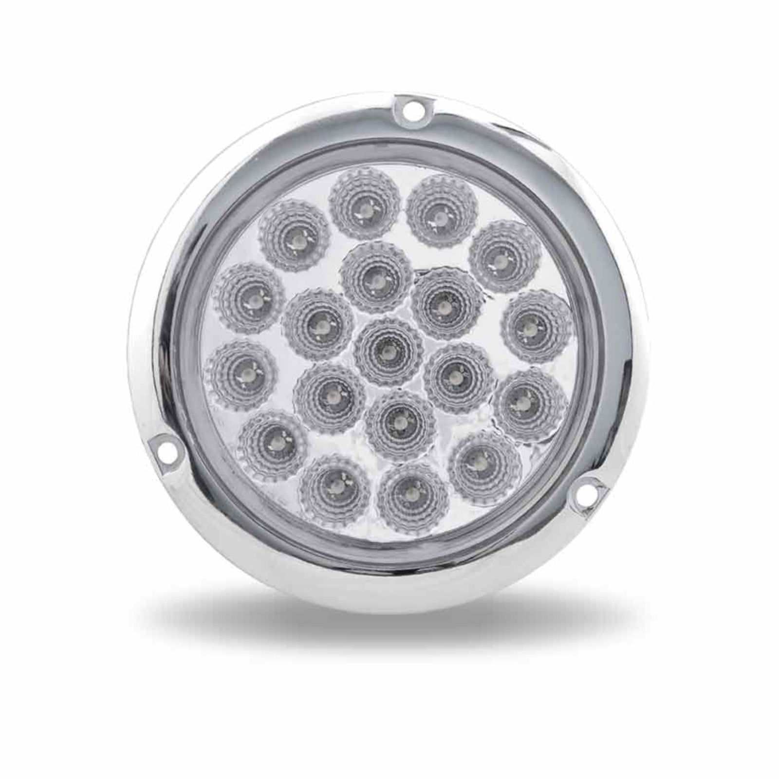 4 Inch Red Stop Turn Tail to White Backup Round Flange Mount LED Light 19 Diodes | Trux Accessories