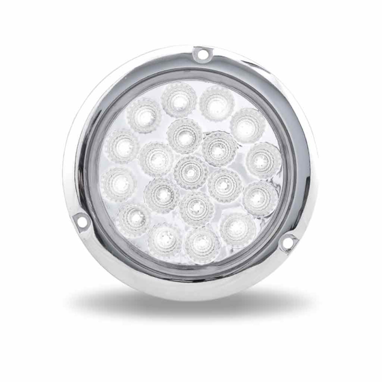 4 Inch Red Stop Turn Tail to White Backup Round Flange Mount LED Light 19 Diodes | Trux Accessories