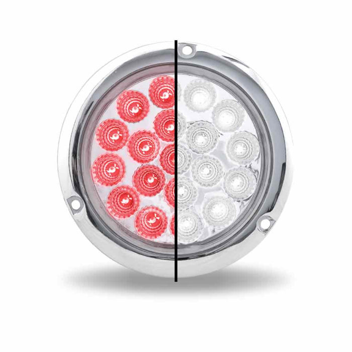 4 Inch Red Stop Turn Tail to White Backup Round Flange Mount LED Light 19 Diodes | Trux Accessories