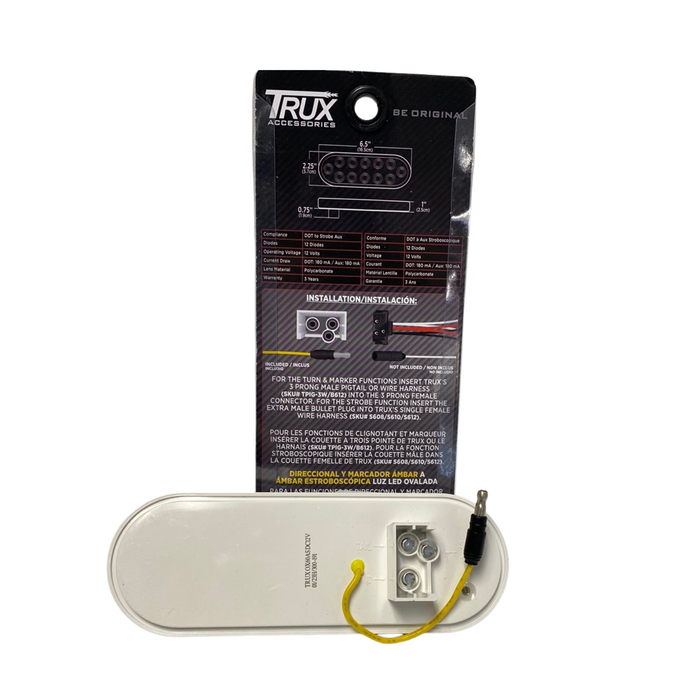 6 Inch Amber Turn Marker to Amber Strobe Oval LED Light 12 Diodes | Trux Accessories