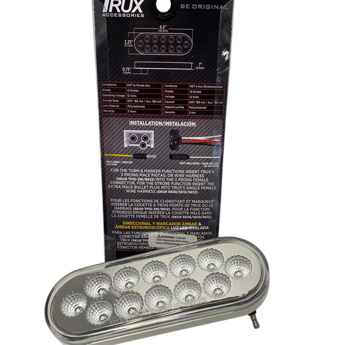 6 Inch Amber Turn Marker to Amber Strobe Oval LED Light 12 Diodes | Trux Accessories