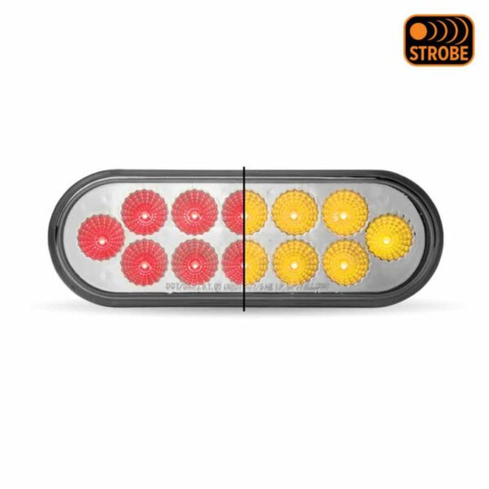 6 Inch Red Stop Turn Tail to Amber Strobe Oval LED Light 12 Diodes | Trux Accessories