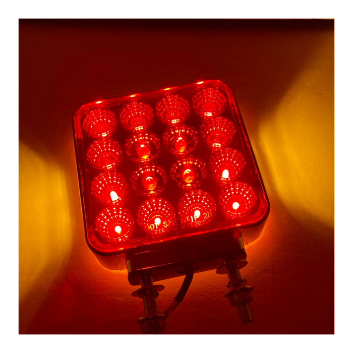 Double Post Amber Red Double Face Square Turn and Marker Light | Trux Accessories