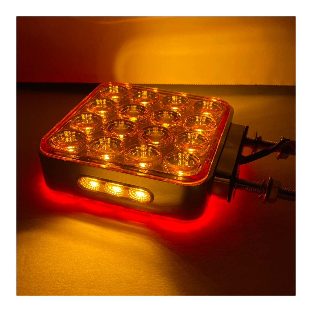 Double Post Amber Red Double Face Square Turn and Marker Light | Trux Accessories