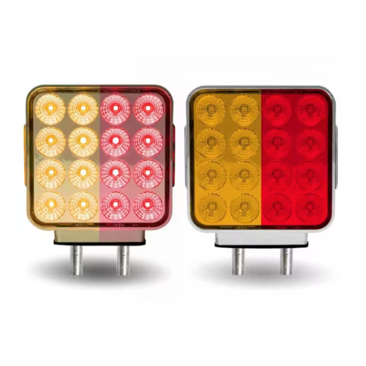 Amber Red Double Face Square Reflector LED Turn and Marker Light 38 Diodes Clear Lens | Trux Accessories