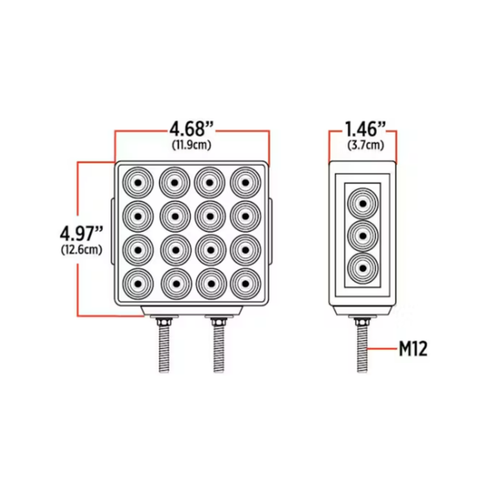 Amber Red Double Face Square Reflector LED Turn and Marker Light 38 Diodes Clear Lens | Trux Accessories