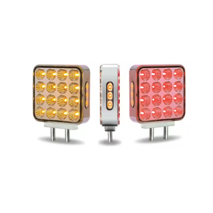 Amber Red Double Face Square Reflector LED Turn and Marker Light 38 Diodes Clear Lens | Trux Accessories