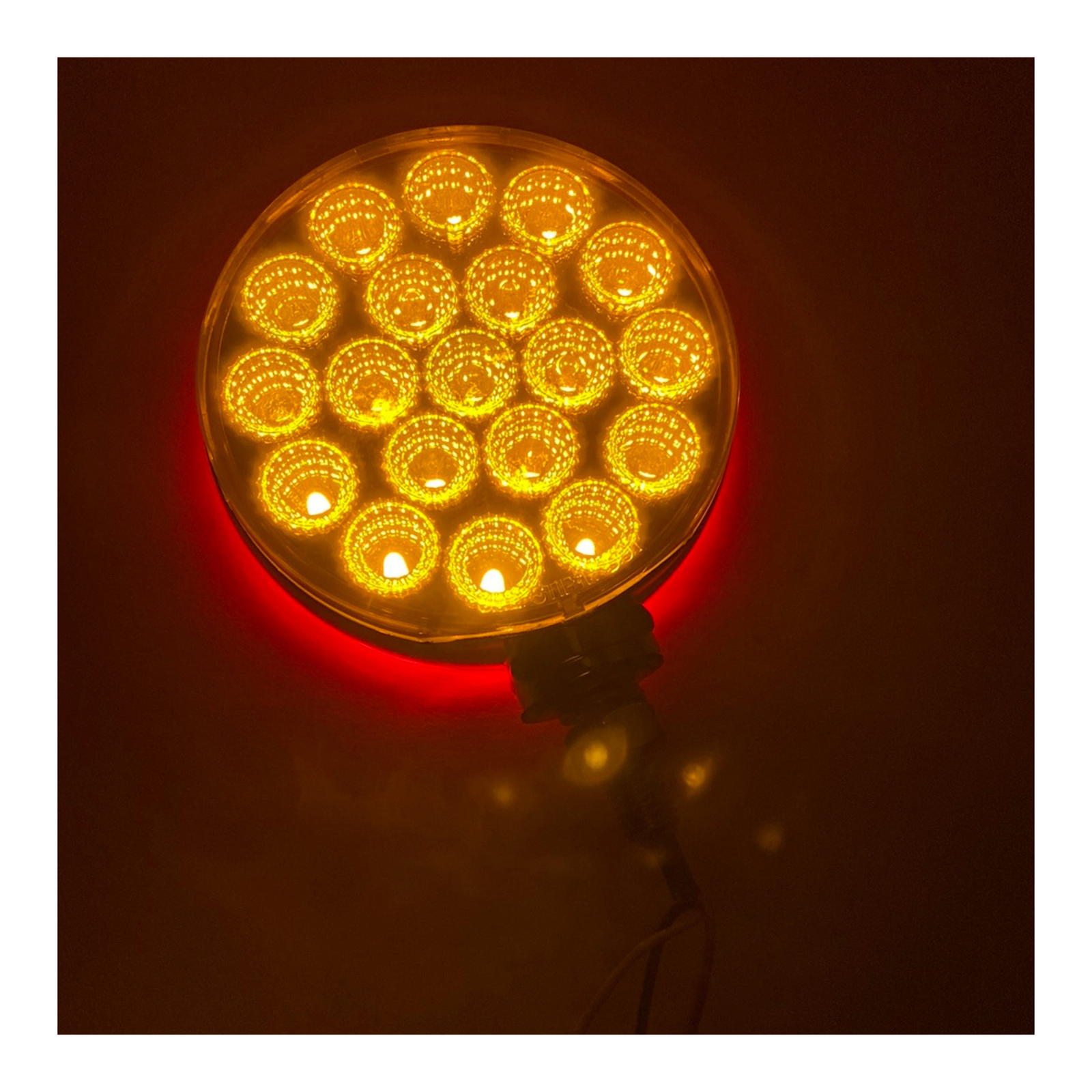 Amber Red Round Double Face LED Light with Reflector | Trux Accessories