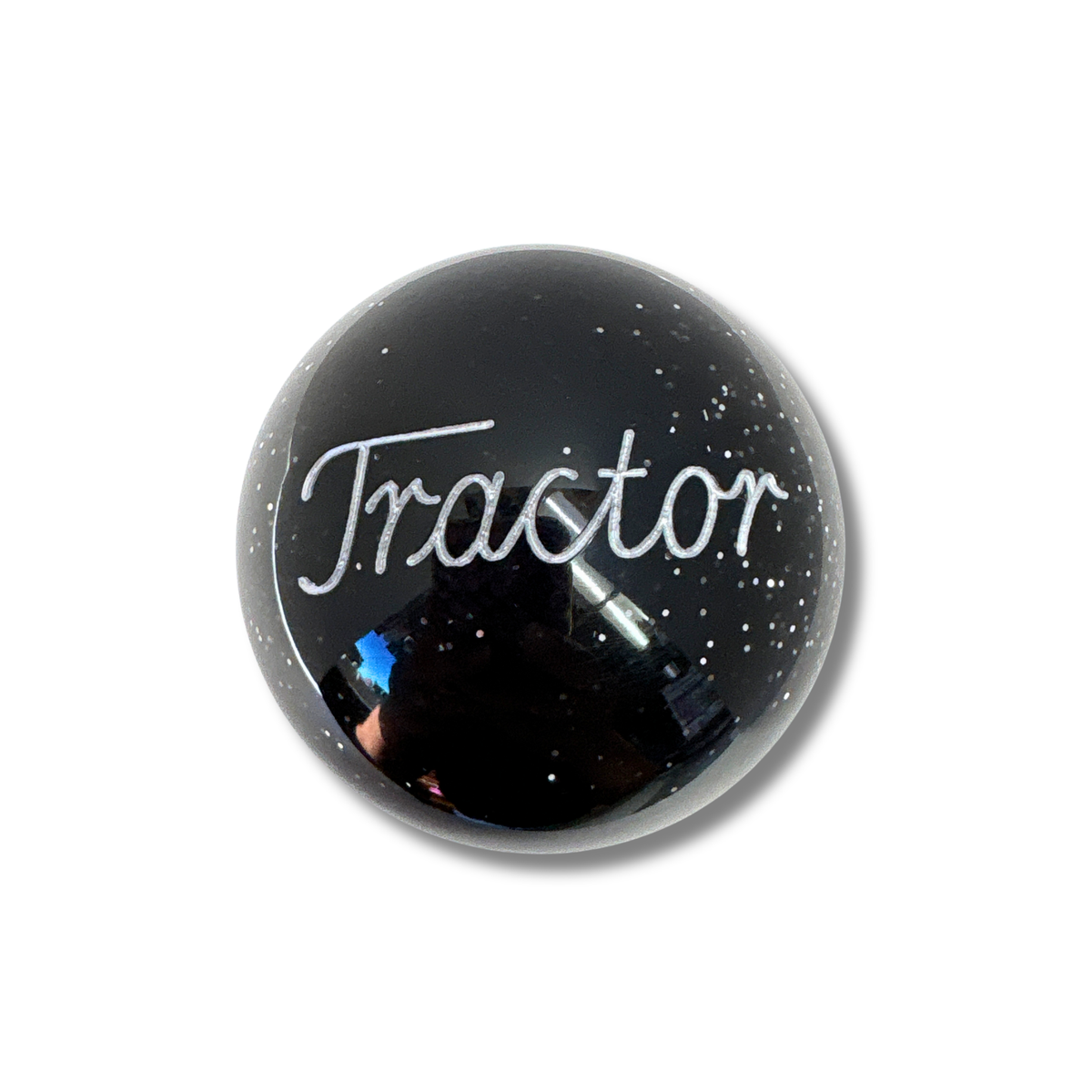 Brake Knob | Glitter Engraved Tractor Silver V1 Black | Twisted Shifterz