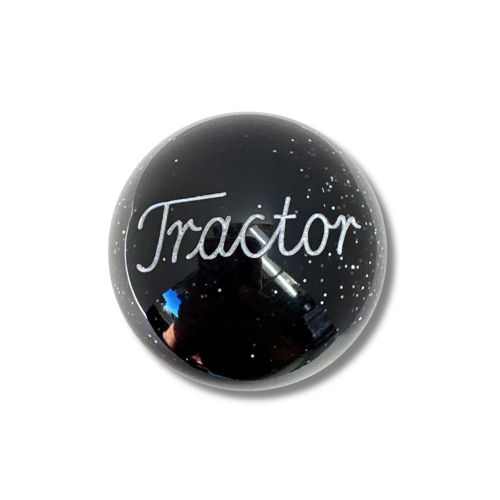 Brake Knob | Glitter Engraved Tractor Silver V1 Black | Twisted Shifterz