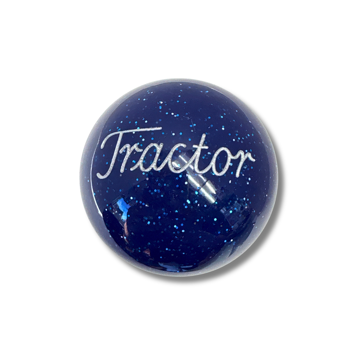 Brake Knob | Glitter Engraved Tractor Silver V1 Blue | Twisted Shifterz