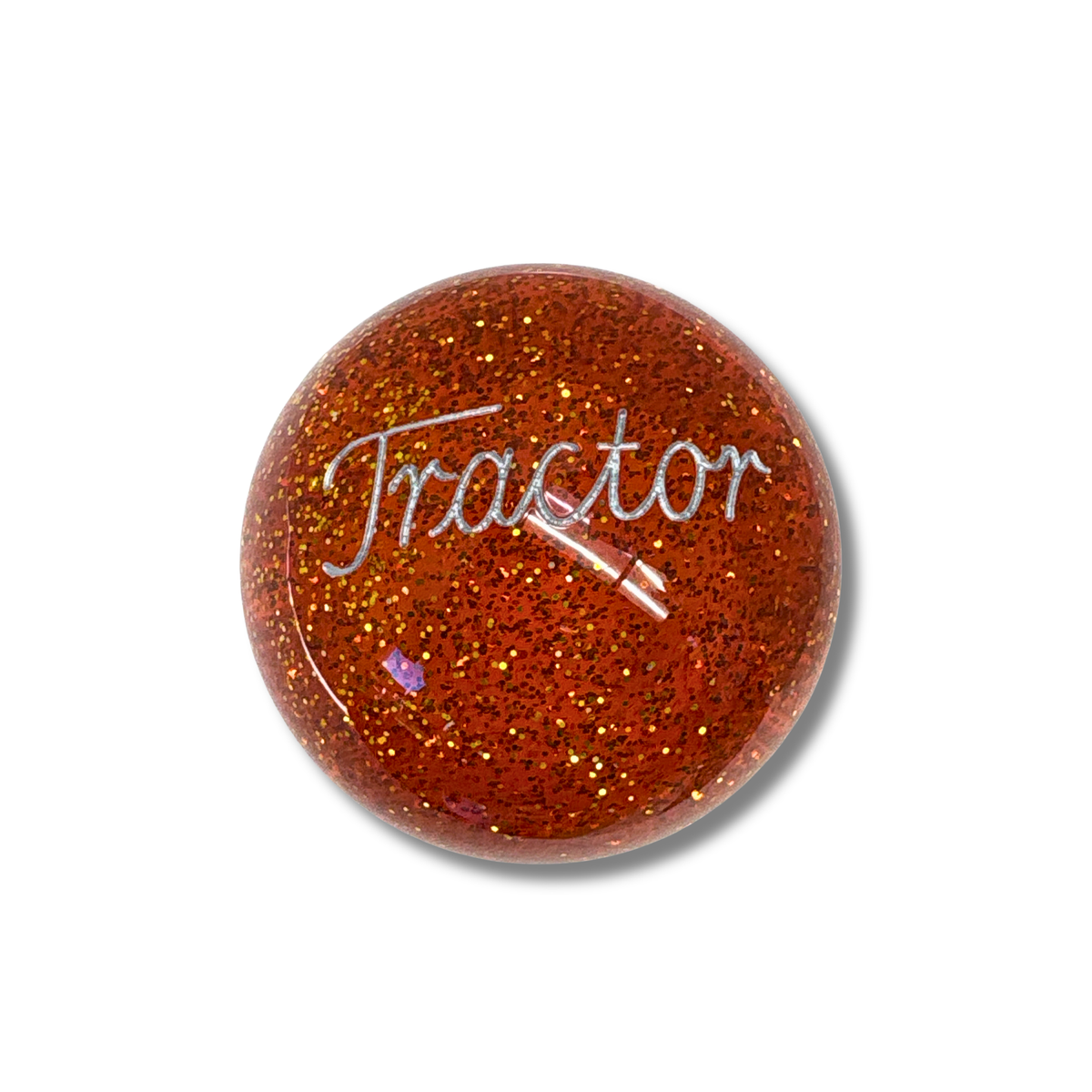 Brake Knob | Glitter Engraved Tractor Silver V1 Orange | Twisted Shifterz