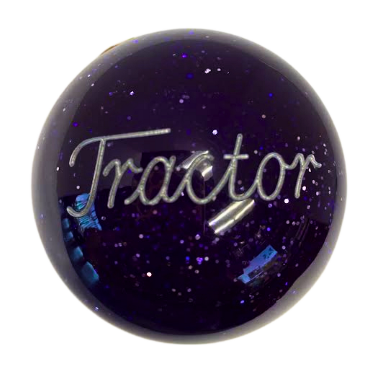 Brake Knob | Glitter Engraved Tractor Silver V1 Purple | Twisted Shifterz