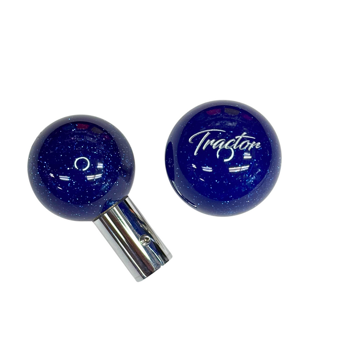 Brake Knob | Glitter Engraved Tractor Silver V2 Blue | Twisted Shifterz
