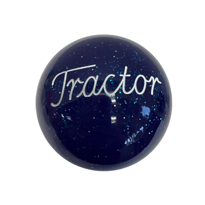 Brake Knob | Glitter Engraved Tractor White V1 Blue | Twisted Shifterz