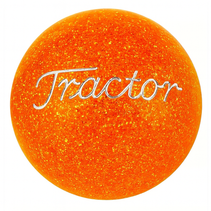 Brake Knob | Glitter Engraved Tractor White V1 Orange | Twisted Shifterz