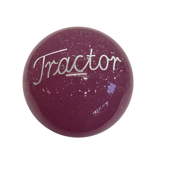 Brake Knob | Glitter Engraved Tractor White V1 Pink | Twisted Shifterz