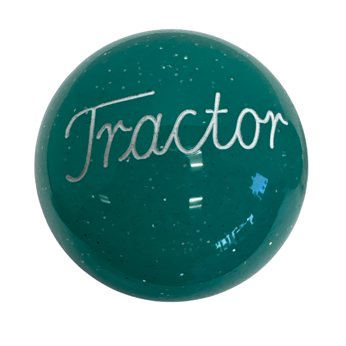 Brake Knob | Glitter Engraved Tractor White V1 Teal | Twisted Shifterz