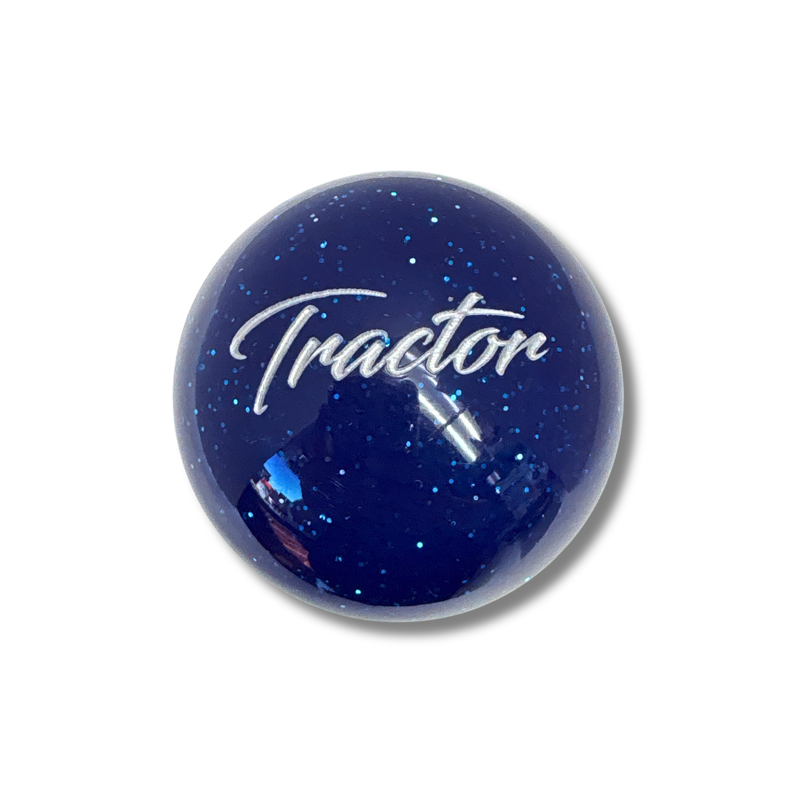 Brake Knob | Glitter Engraved Tractor White V2 Blue | Twisted Shifterz