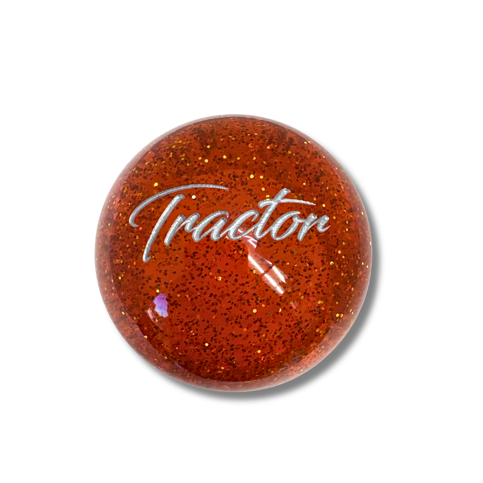 Brake Knob | Glitter Engraved Tractor White V2 Orange | Twisted Shifterz