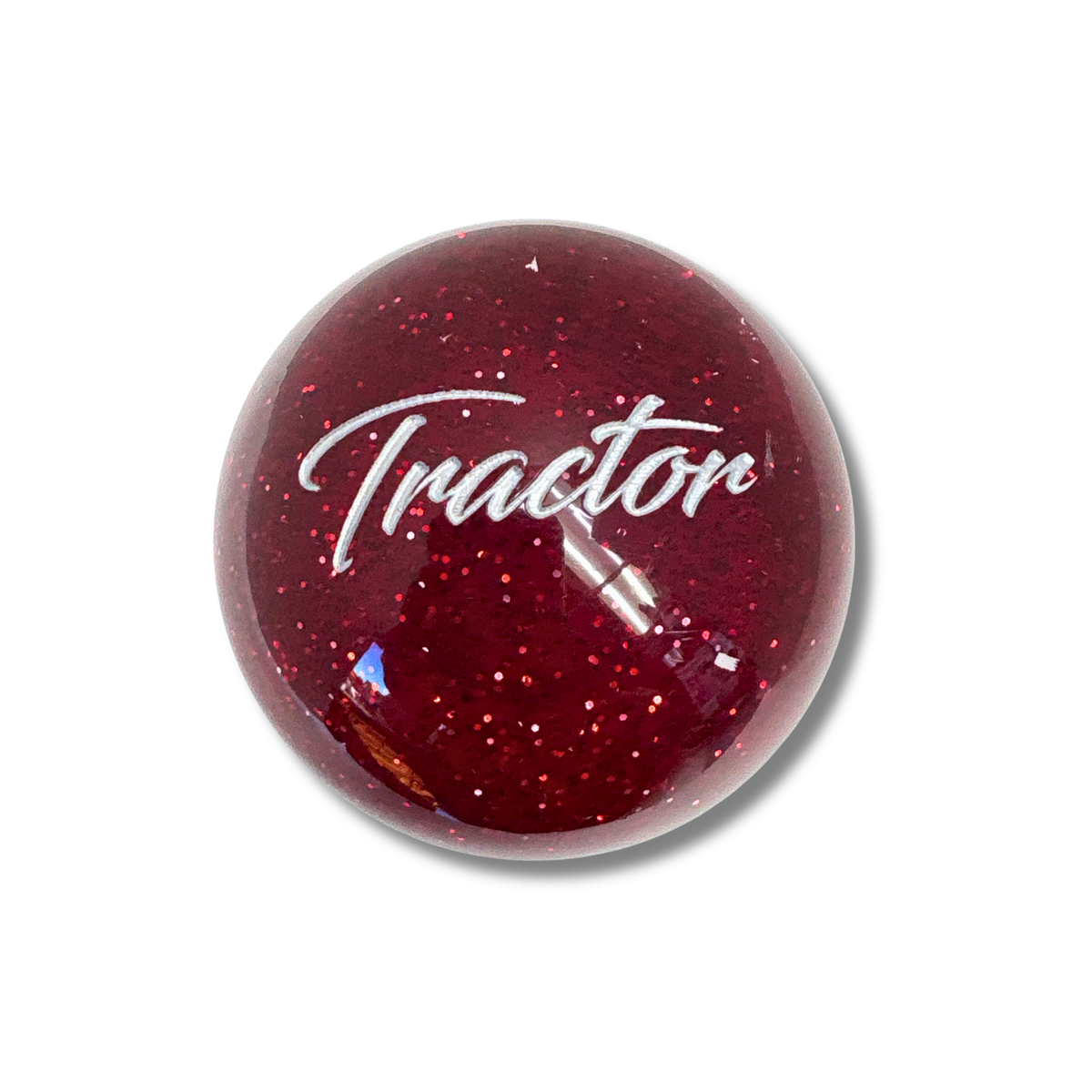 Brake Knob | Glitter Engraved Tractor White V2 Red | Twisted Shifterz