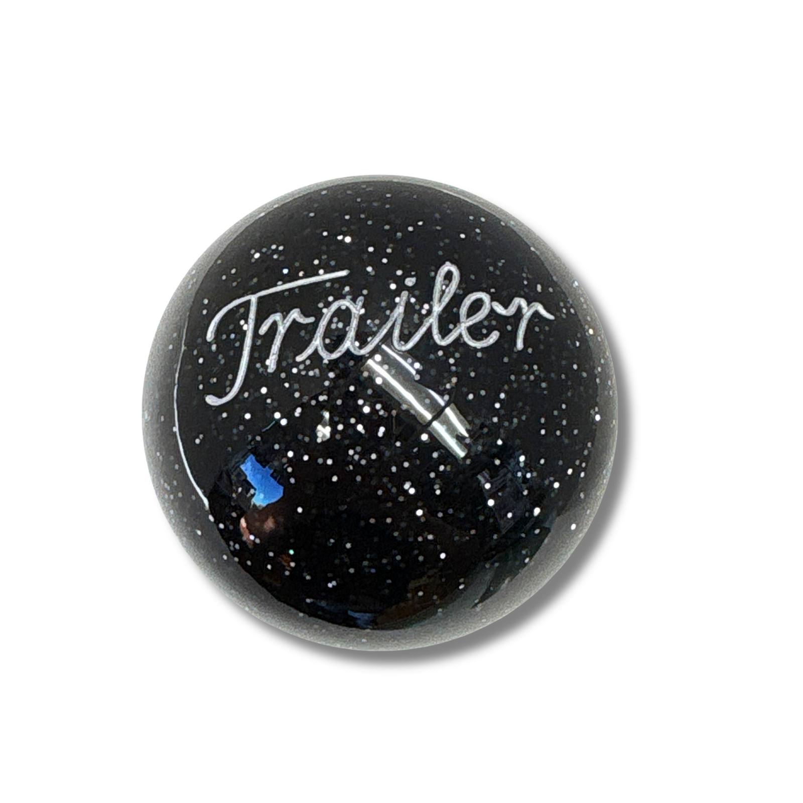 Brake Knob | Glitter Engraved Trailer Silver V1 Black | Twisted Shifterz
