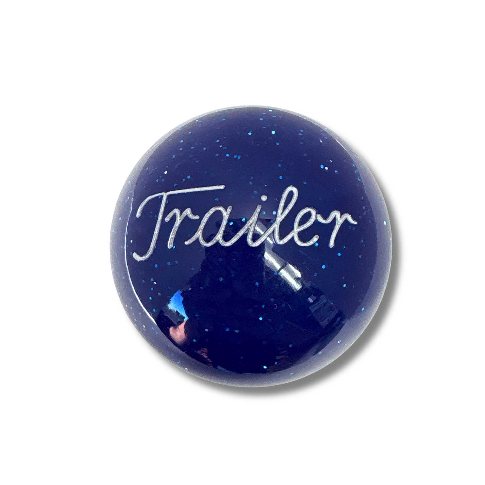 Brake Knob | Glitter Engraved Trailer Silver V1 Blue | Twisted Shifterz